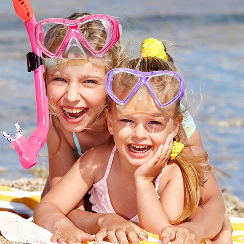ACQCES Kids Snorkel Set Dry Top Snorkeling Gear for Kids Youth Boys Girls Junior Age 5-15,Tempered Glass Swimming Diving Mask and Snorkel Set 180 Degree Panoramic View - Image 2